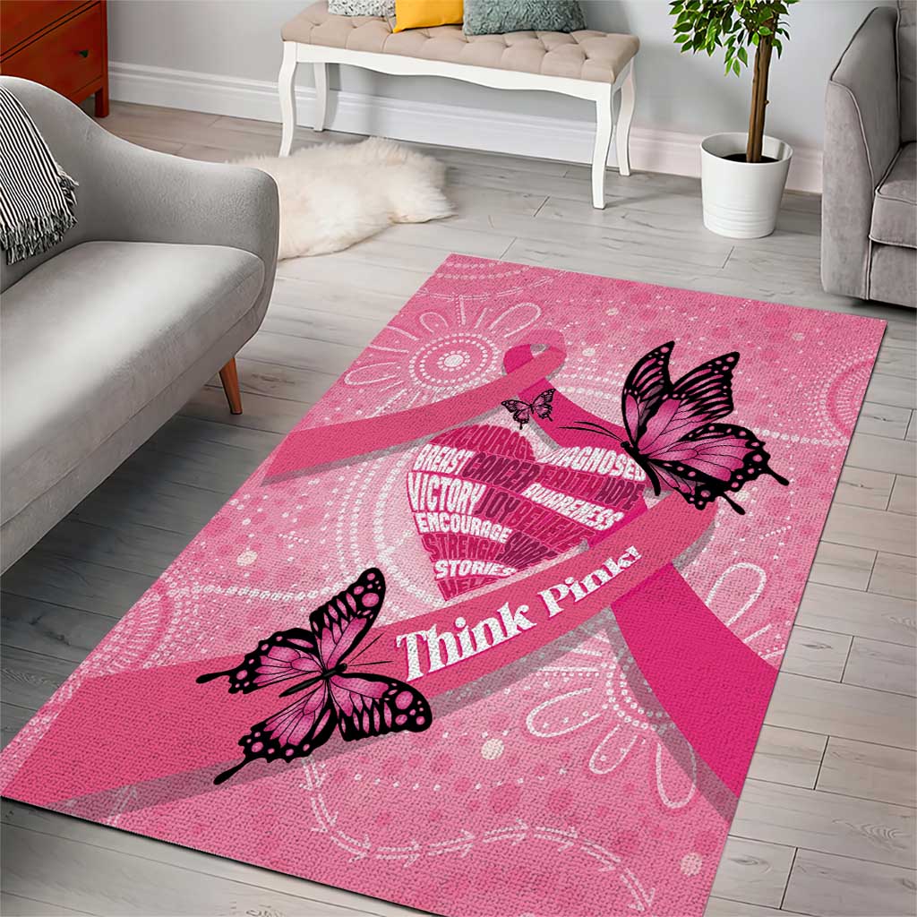 Australia Breast Cancer Awareness Month Area Rug Pink Ribbon Mix Butterflies