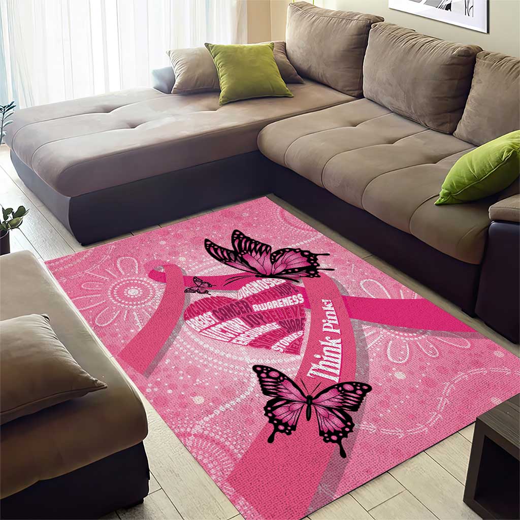 Australia Breast Cancer Awareness Month Area Rug Pink Ribbon Mix Butterflies