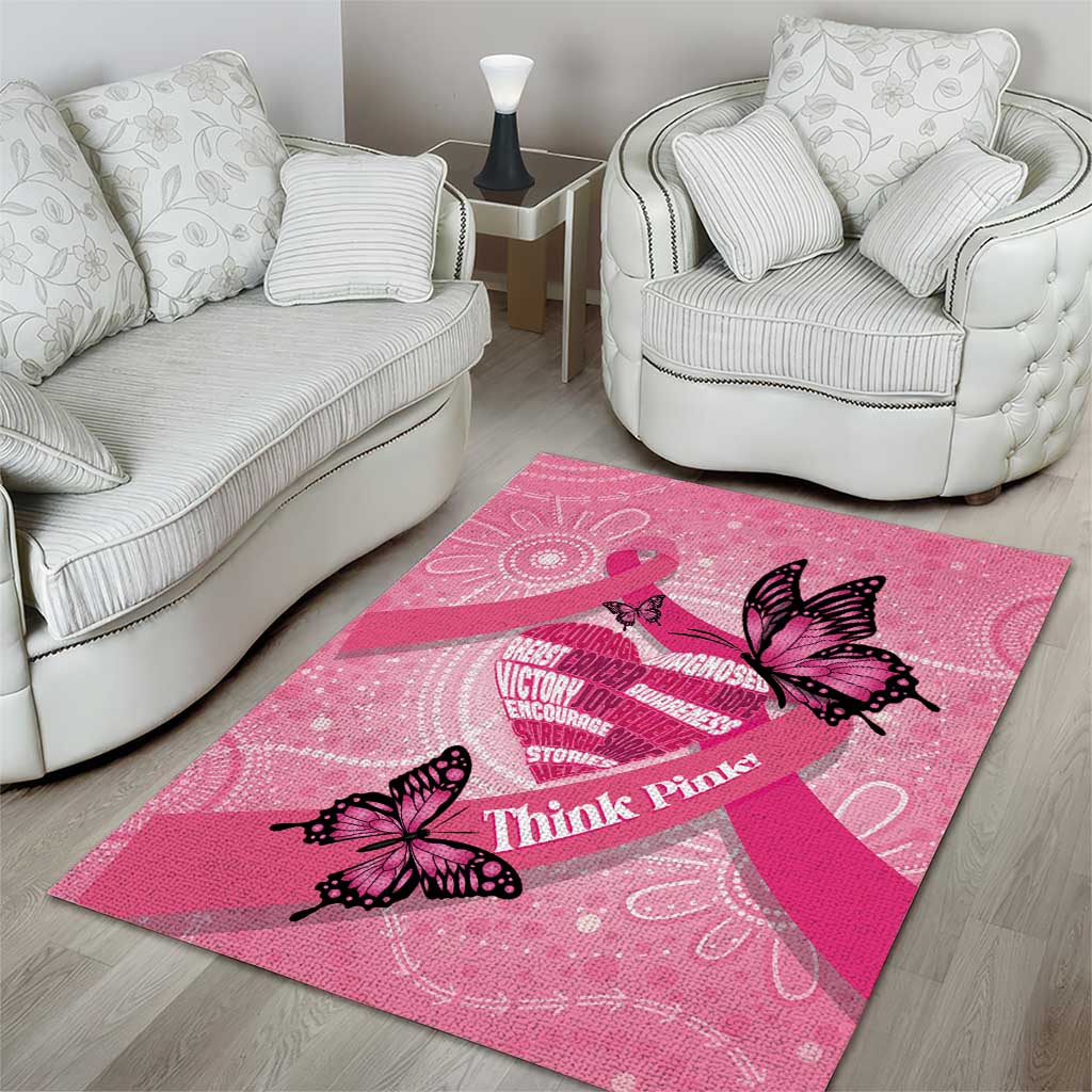 Australia Breast Cancer Awareness Month Area Rug Pink Ribbon Mix Butterflies