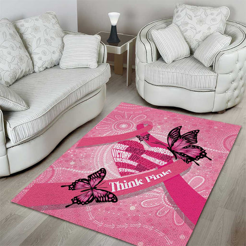 Australia Breast Cancer Awareness Month Area Rug Pink Ribbon Mix Butterflies
