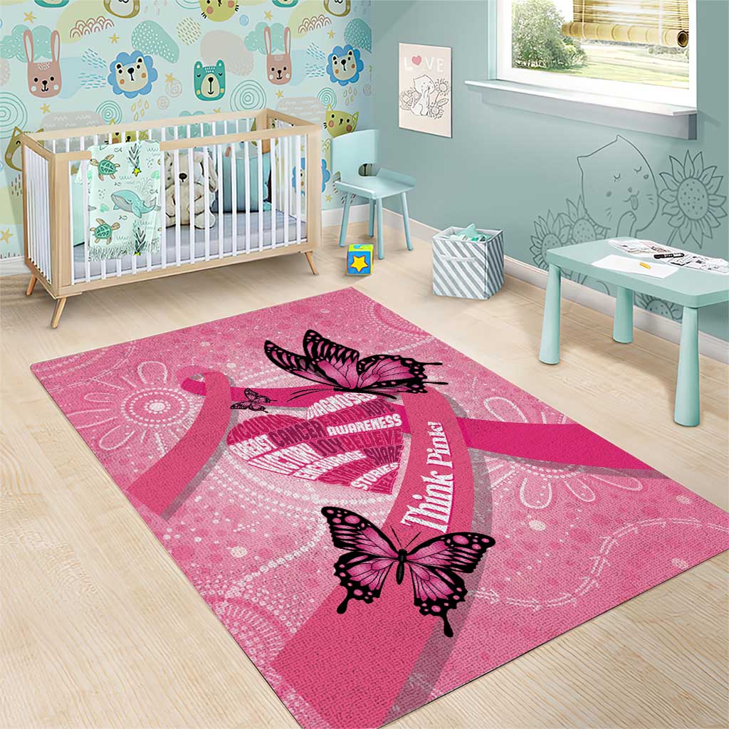 Australia Breast Cancer Awareness Month Area Rug Pink Ribbon Mix Butterflies