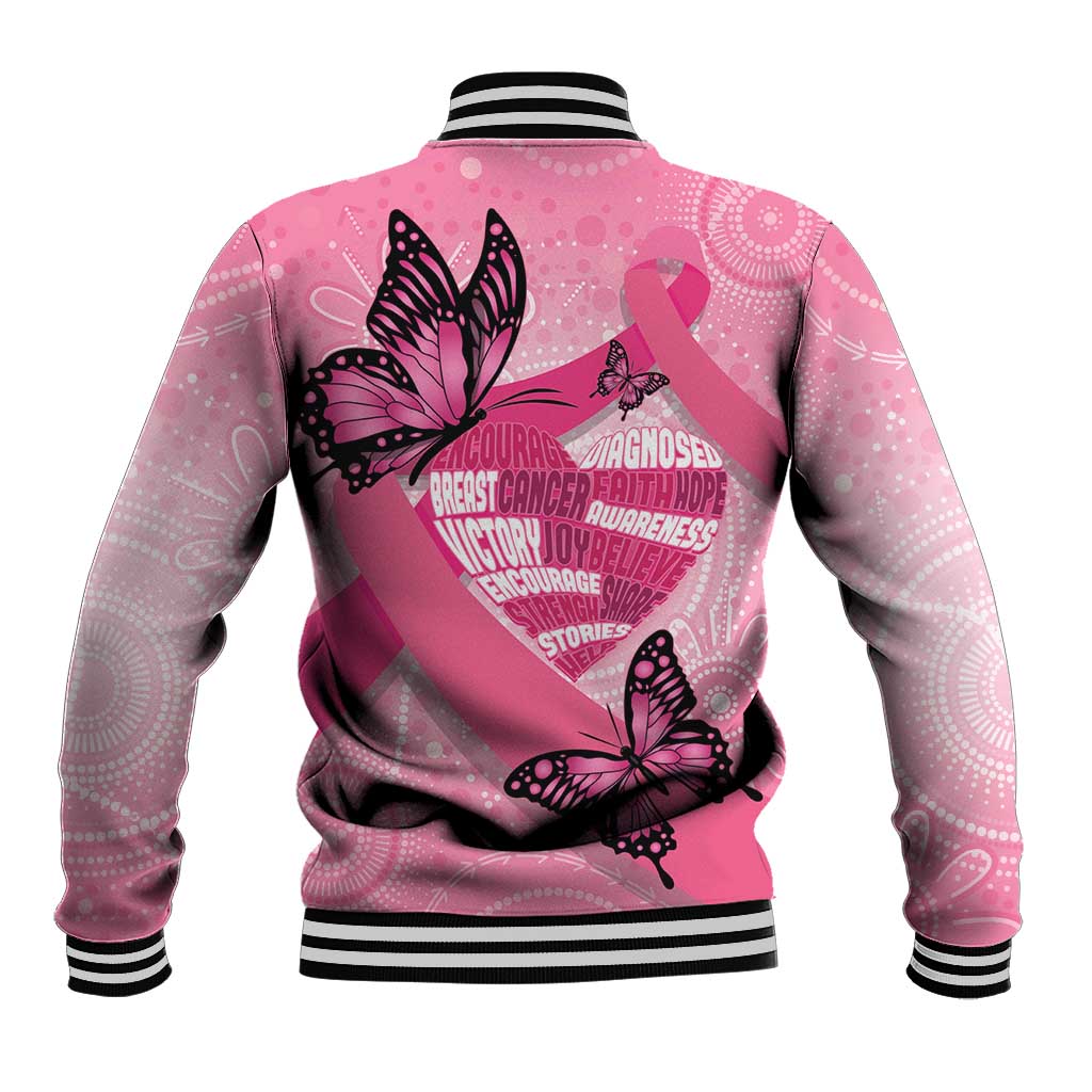 Australia Breast Cancer Awareness Month Baseball Jacket Pink Ribbon Mix Butterflies