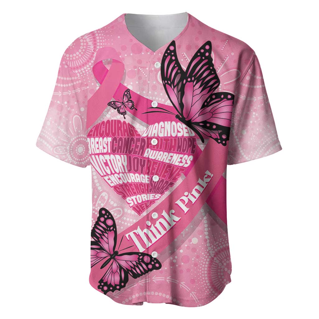 Australia Breast Cancer Awareness Month Baseball Jersey Pink Ribbon Mix Butterflies