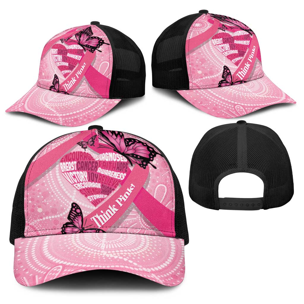 Australia Breast Cancer Awareness Month Baseball Net Cap Pink Ribbon Mix Butterflies - Aussie Hoodie