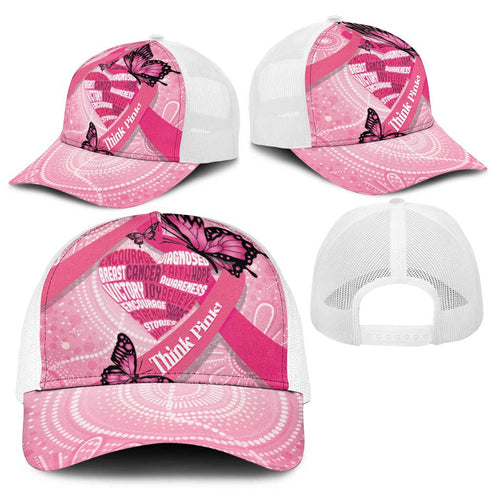 Australia Breast Cancer Awareness Month Baseball Net Cap Pink Ribbon Mix Butterflies - Aussie Hoodie