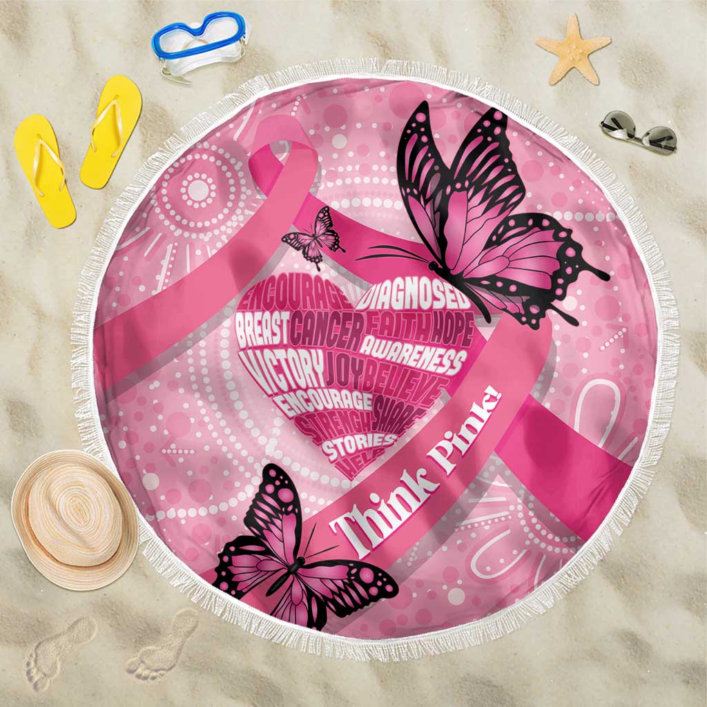 Australia Breast Cancer Awareness Month Beach Blanket Pink Ribbon Mix Butterflies