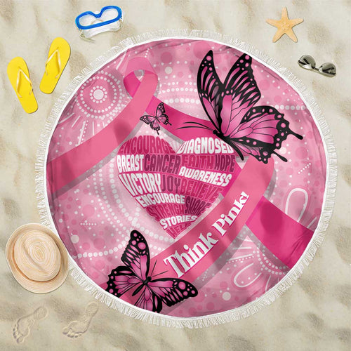 Australia Breast Cancer Awareness Month Beach Blanket Pink Ribbon Mix Butterflies