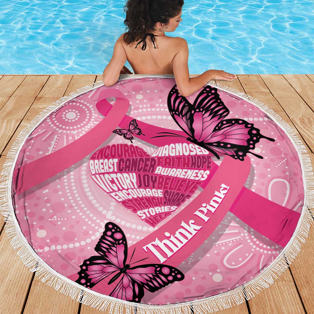 Australia Breast Cancer Awareness Month Beach Blanket Pink Ribbon Mix Butterflies