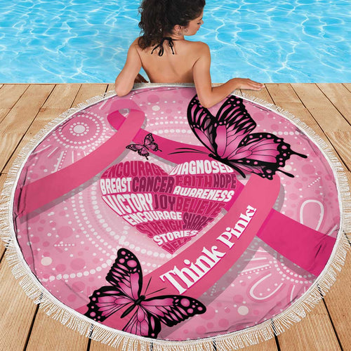 Australia Breast Cancer Awareness Month Beach Blanket Pink Ribbon Mix Butterflies