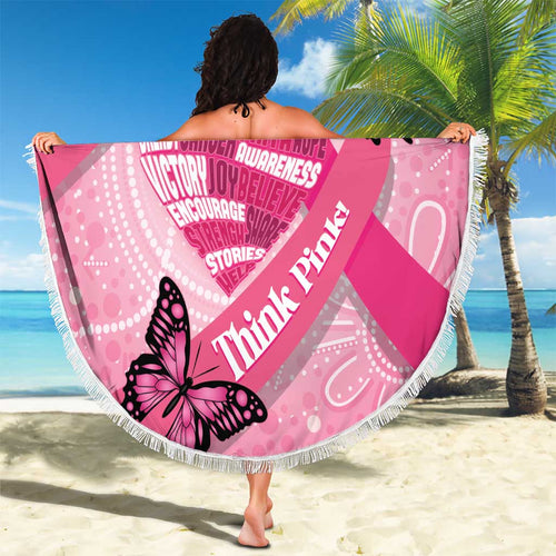 Australia Breast Cancer Awareness Month Beach Blanket Pink Ribbon Mix Butterflies