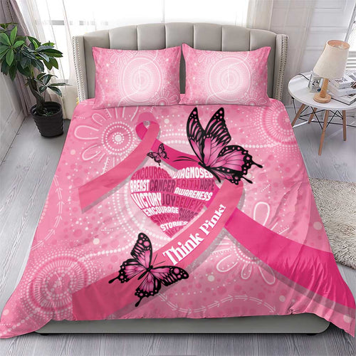 Australia Breast Cancer Awareness Month Bedding Set Pink Ribbon Mix Butterflies