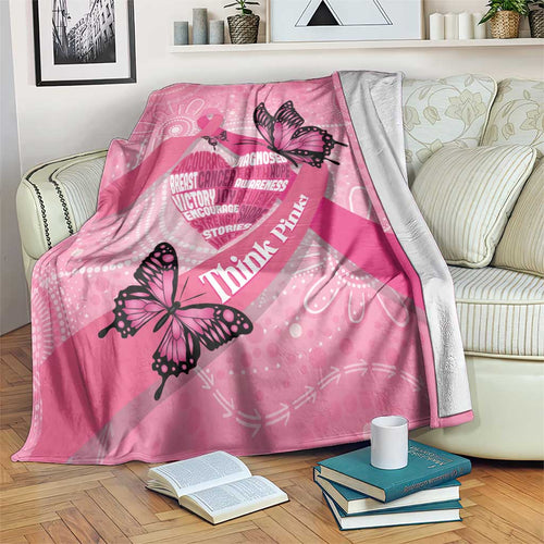 Australia Breast Cancer Awareness Month Blanket Pink Ribbon Mix Butterflies