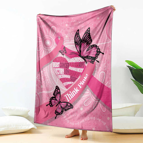 Australia Breast Cancer Awareness Month Blanket Pink Ribbon Mix Butterflies
