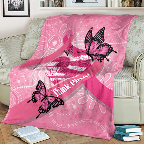 Australia Breast Cancer Awareness Month Blanket Pink Ribbon Mix Butterflies