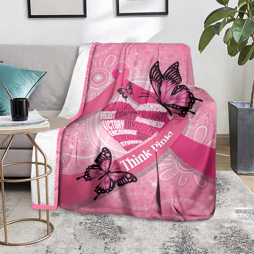 Australia Breast Cancer Awareness Month Blanket Pink Ribbon Mix Butterflies