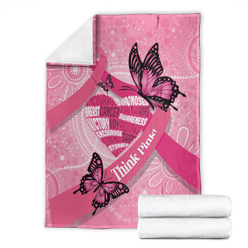 Australia Breast Cancer Awareness Month Blanket Pink Ribbon Mix Butterflies