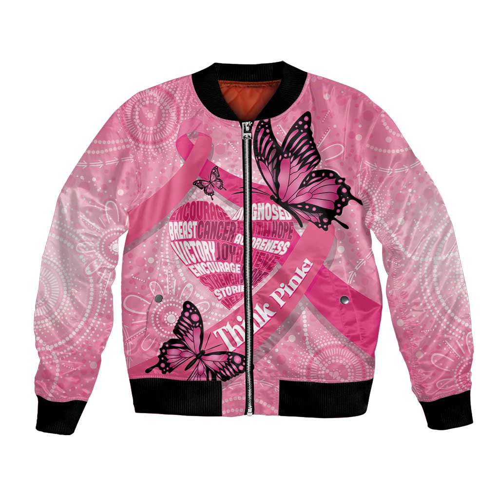 Australia Breast Cancer Awareness Month Bomber Jacket Pink Ribbon Mix Butterflies