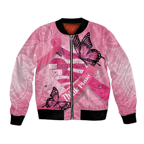 Australia Breast Cancer Awareness Month Bomber Jacket Pink Ribbon Mix Butterflies