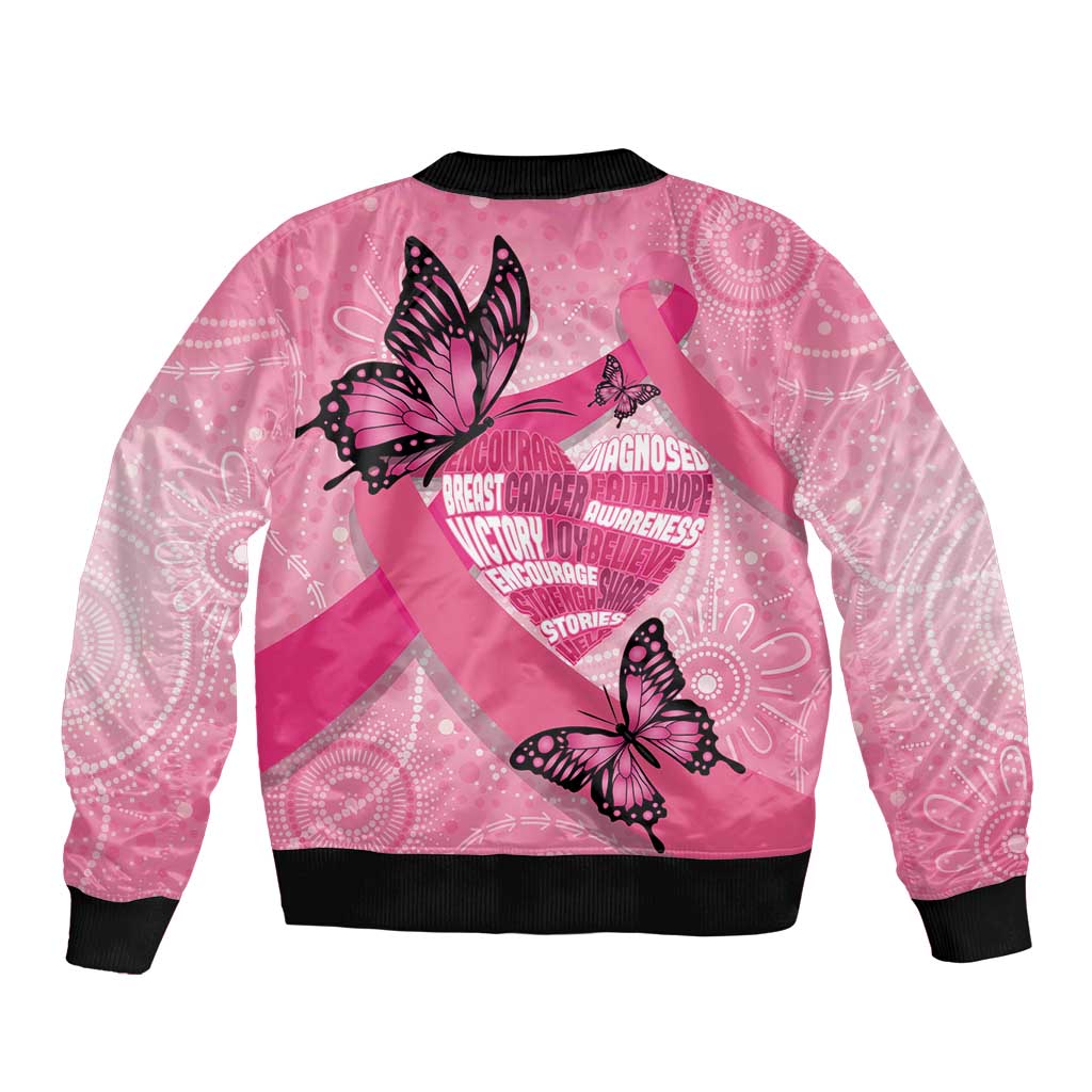 Australia Breast Cancer Awareness Month Bomber Jacket Pink Ribbon Mix Butterflies
