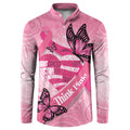 Australia Breast Cancer Awareness Month Button Sweatshirt Pink Ribbon Mix Butterflies