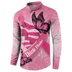 Australia Breast Cancer Awareness Month Button Sweatshirt Pink Ribbon Mix Butterflies
