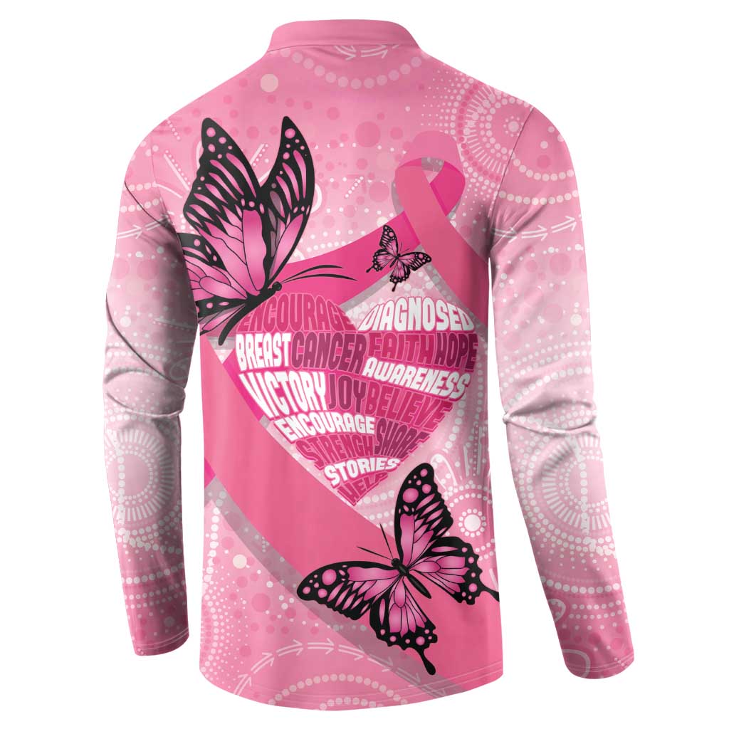Australia Breast Cancer Awareness Month Button Sweatshirt Pink Ribbon Mix Butterflies