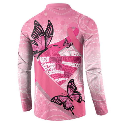 Australia Breast Cancer Awareness Month Button Sweatshirt Pink Ribbon Mix Butterflies