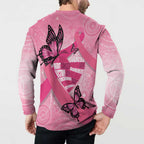 Australia Breast Cancer Awareness Month Button Sweatshirt Pink Ribbon Mix Butterflies