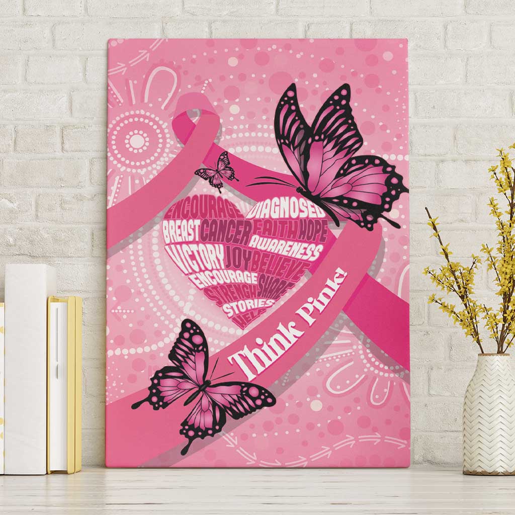 Australia Breast Cancer Awareness Month Canvas Wall Art Pink Ribbon Mix Butterflies
