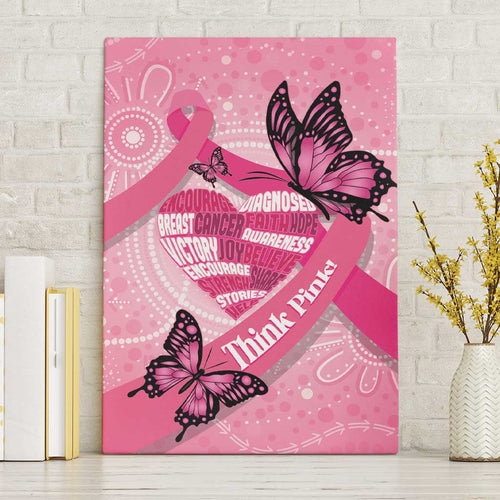 Australia Breast Cancer Awareness Month Canvas Wall Art Pink Ribbon Mix Butterflies