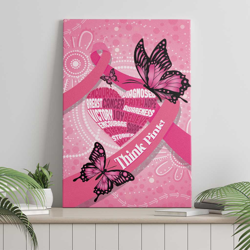 Australia Breast Cancer Awareness Month Canvas Wall Art Pink Ribbon Mix Butterflies