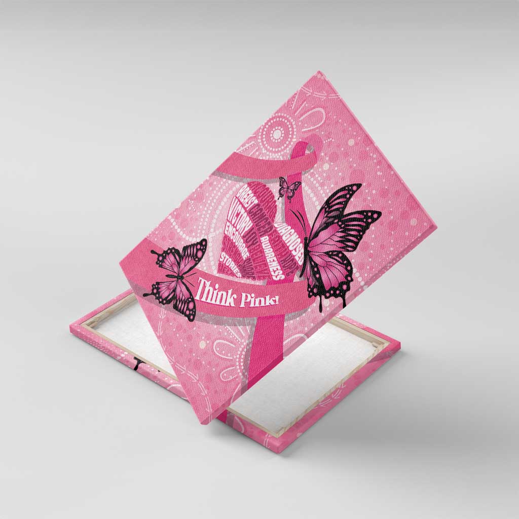 Australia Breast Cancer Awareness Month Canvas Wall Art Pink Ribbon Mix Butterflies