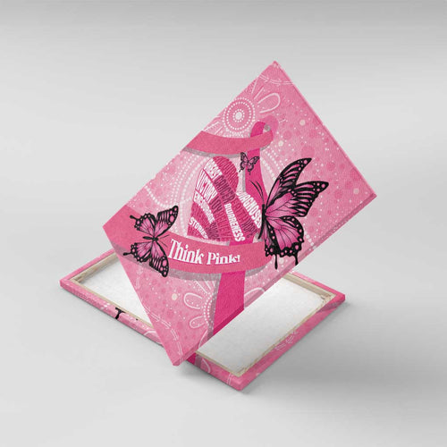 Australia Breast Cancer Awareness Month Canvas Wall Art Pink Ribbon Mix Butterflies