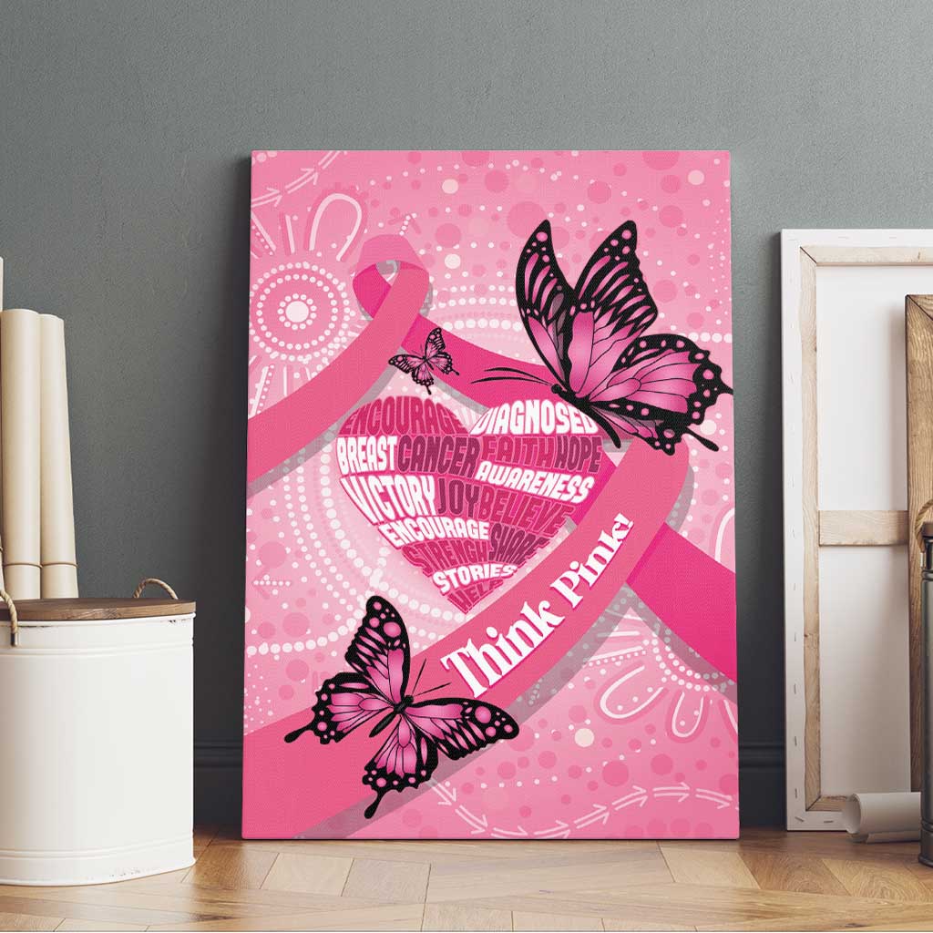 Australia Breast Cancer Awareness Month Canvas Wall Art Pink Ribbon Mix Butterflies