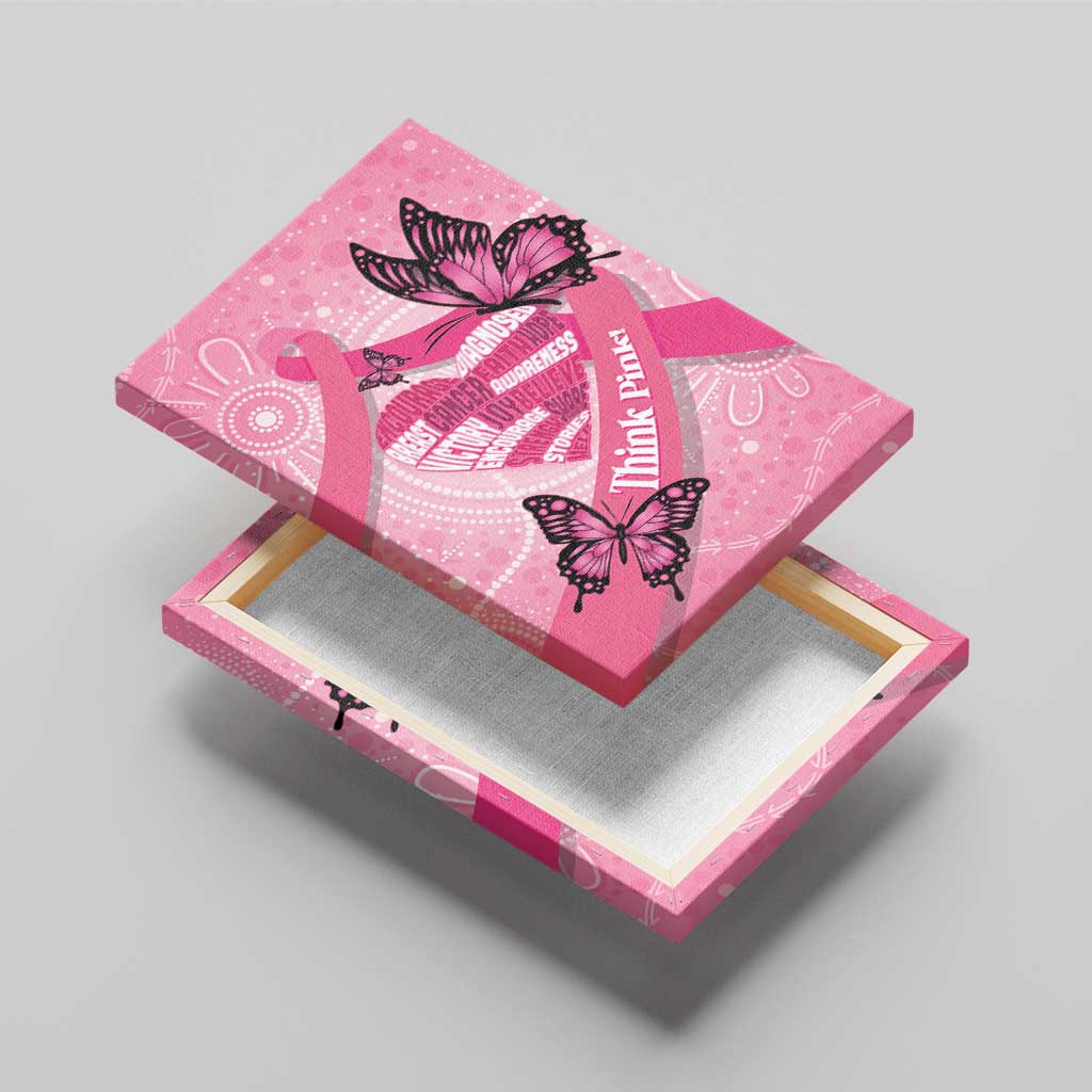 Australia Breast Cancer Awareness Month Canvas Wall Art Pink Ribbon Mix Butterflies