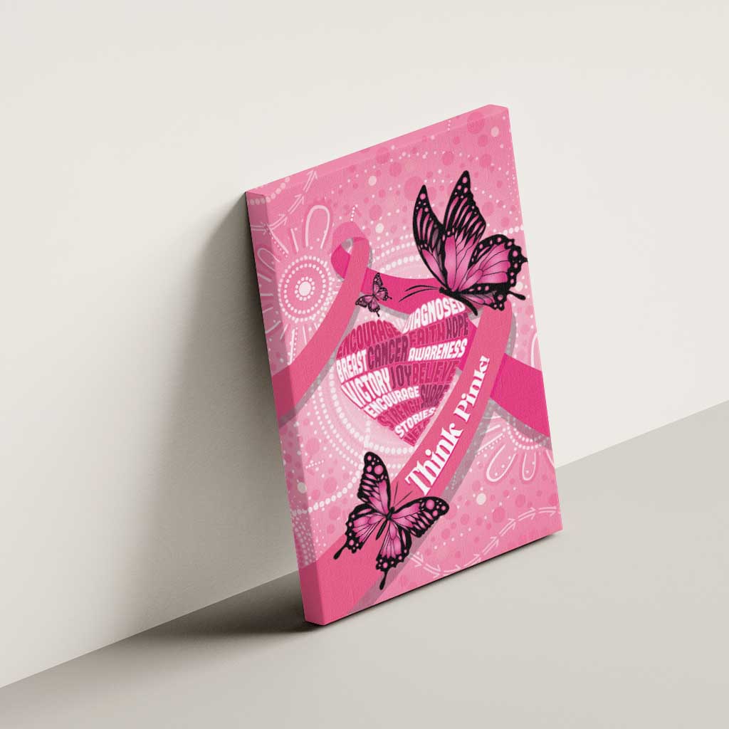 Australia Breast Cancer Awareness Month Canvas Wall Art Pink Ribbon Mix Butterflies