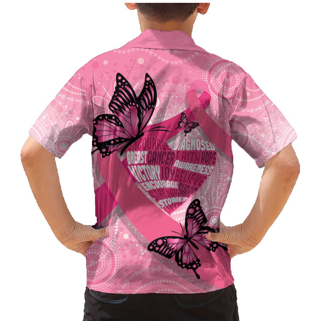 Australia Breast Cancer Awareness Month Family Matching Mermaid Dress and Hawaiian Shirt Pink Ribbon Mix Butterflies