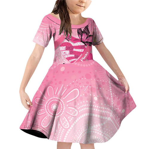 Australia Breast Cancer Awareness Month Family Matching Off Shoulder Short Dress and Hawaiian Shirt Pink Ribbon Mix Butterflies