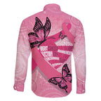 Australia Breast Cancer Awareness Month Family Matching Off Shoulder Short Dress and Hawaiian Shirt Pink Ribbon Mix Butterflies