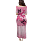 Australia Breast Cancer Awareness Month Family Matching Puletasi and Hawaiian Shirt Pink Ribbon Mix Butterflies