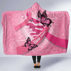 Australia Breast Cancer Awareness Month Hooded Blanket Pink Ribbon Mix Butterflies