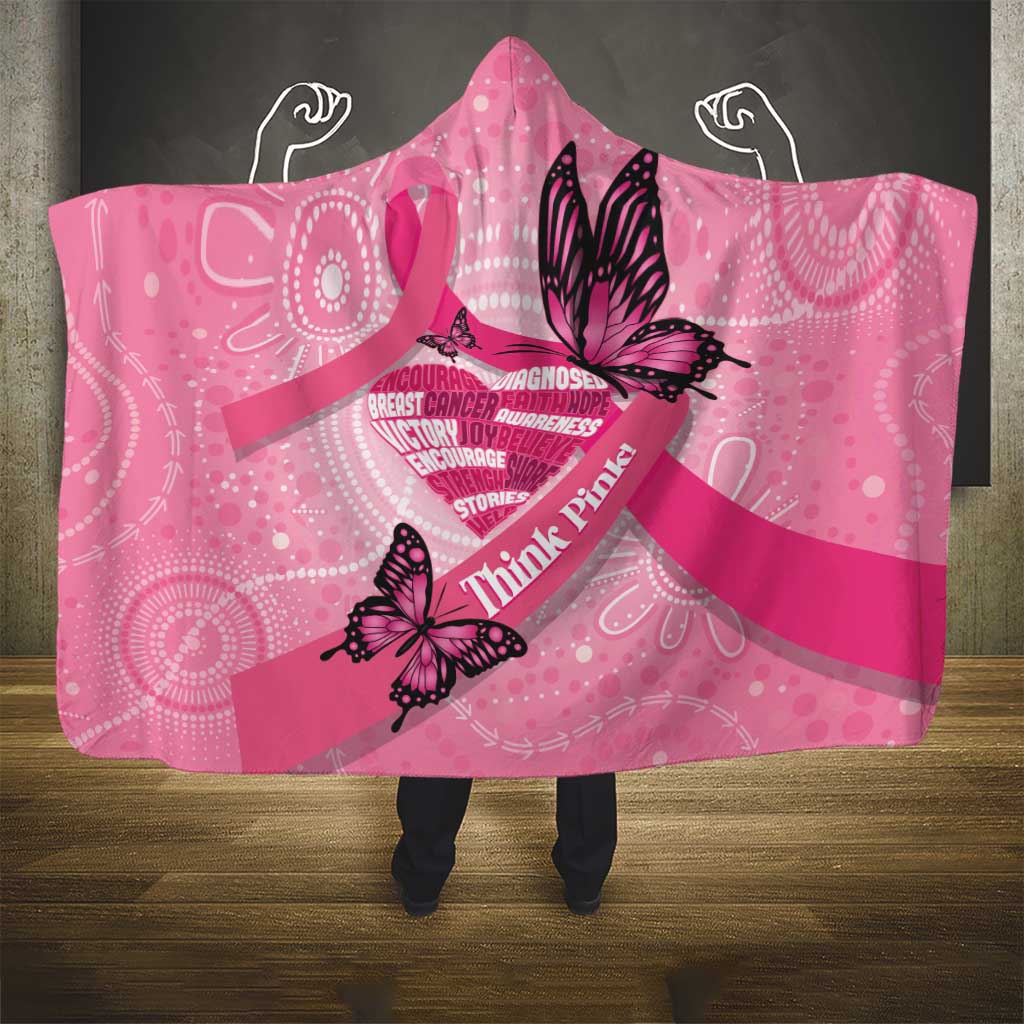 Australia Breast Cancer Awareness Month Hooded Blanket Pink Ribbon Mix Butterflies