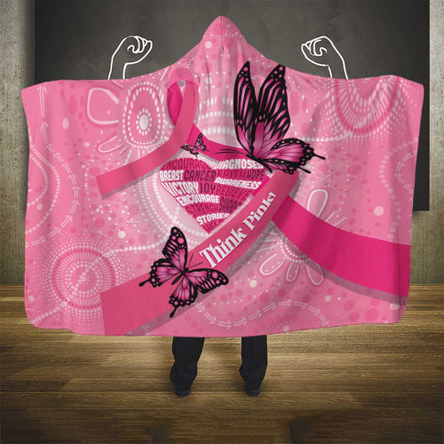 Australia Breast Cancer Awareness Month Hooded Blanket Pink Ribbon Mix Butterflies