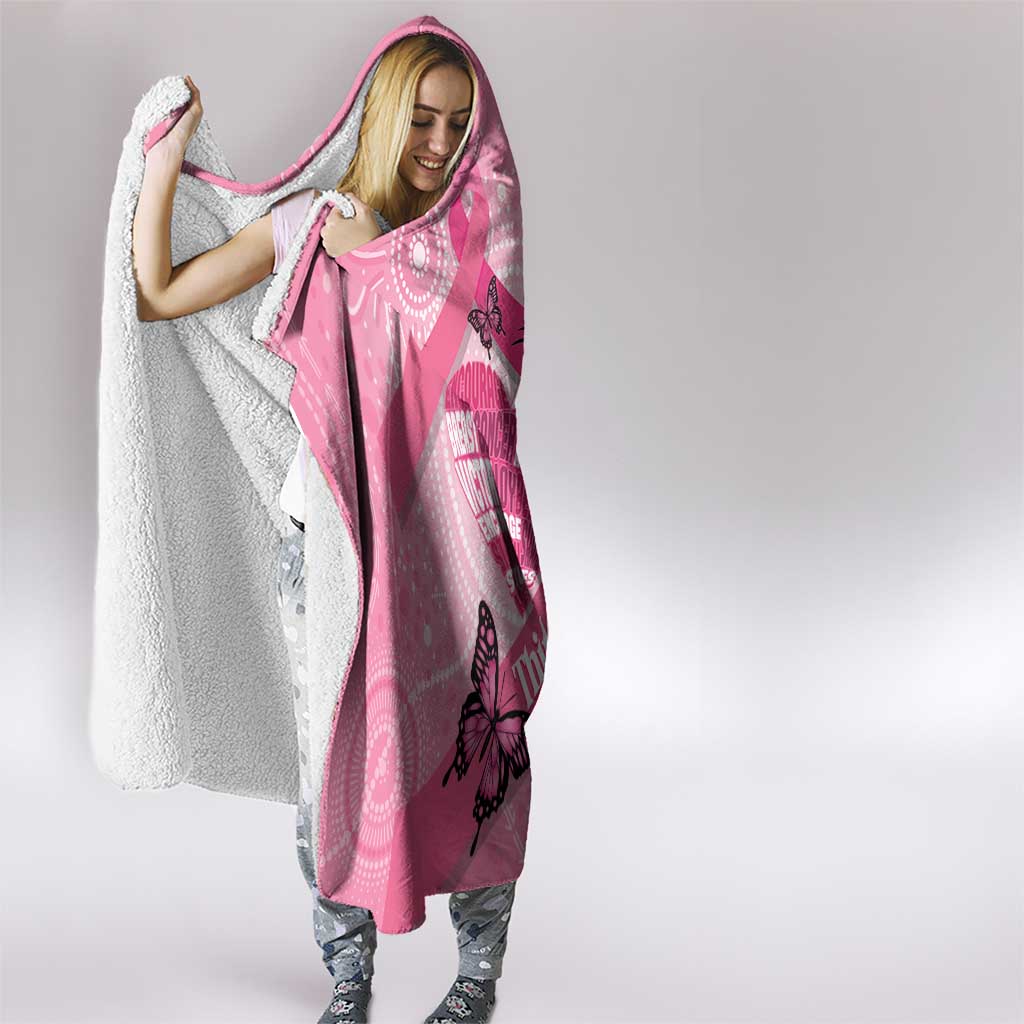 Australia Breast Cancer Awareness Month Hooded Blanket Pink Ribbon Mix Butterflies