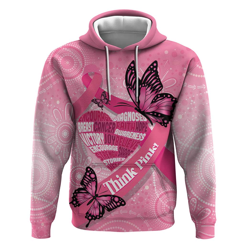 Australia Breast Cancer Awareness Month Hoodie Pink Ribbon Mix Butterflies