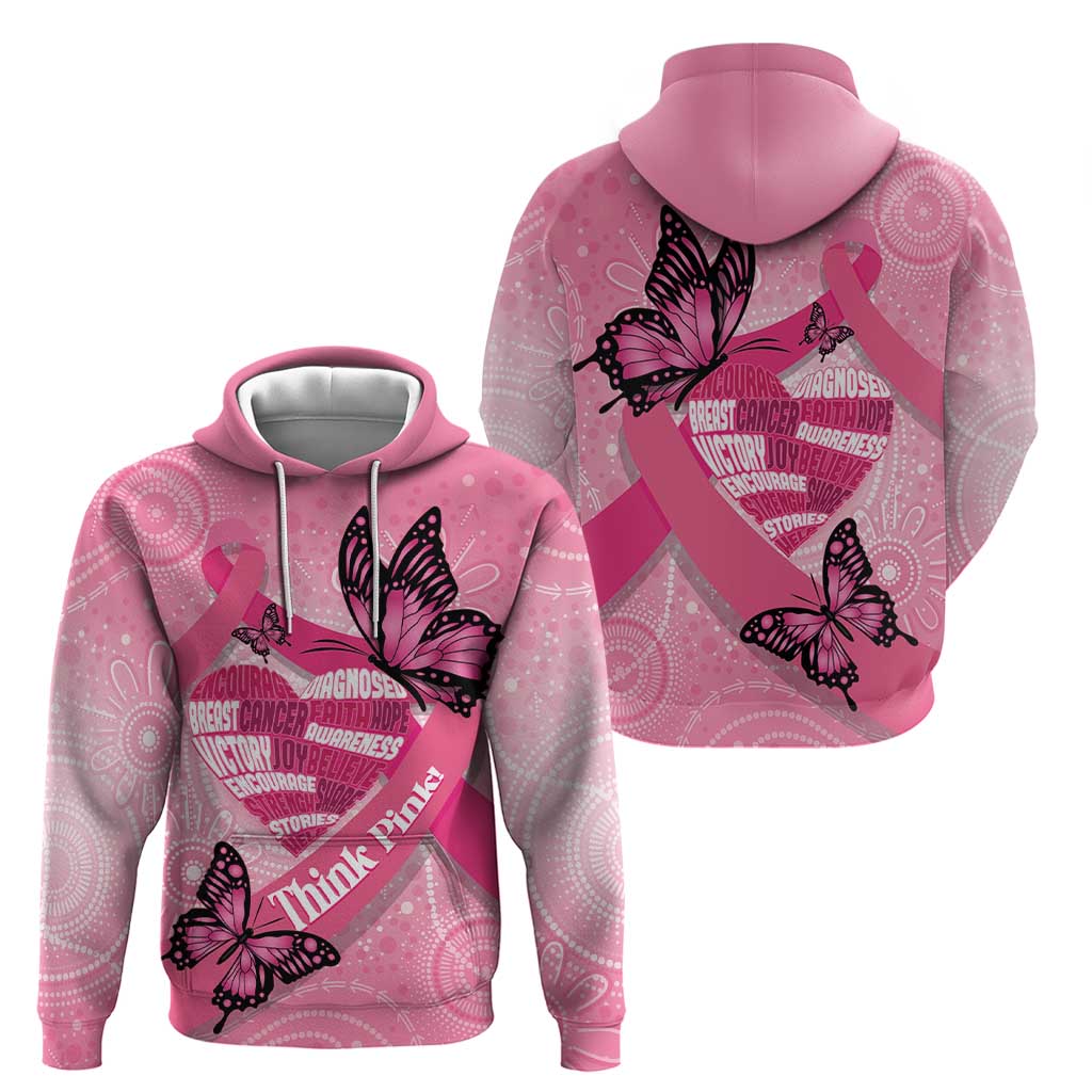 Australia Breast Cancer Awareness Month Hoodie Pink Ribbon Mix Butterflies