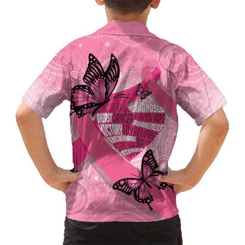 Australia Breast Cancer Awareness Month Kid Hawaiian Shirt Pink Ribbon Mix Butterflies