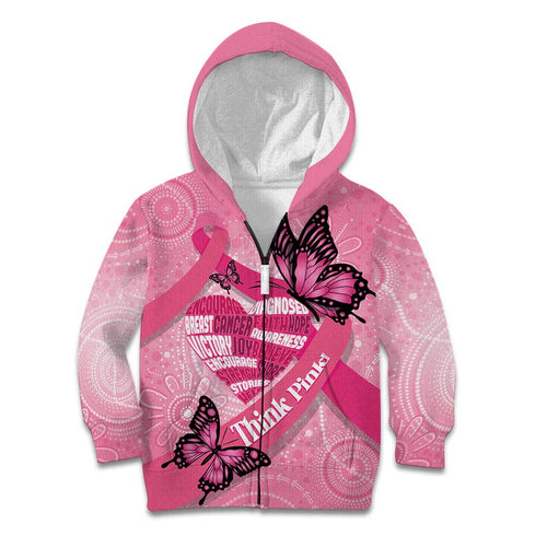 Australia Breast Cancer Awareness Month Kid Hoodie Pink Ribbon Mix Butterflies