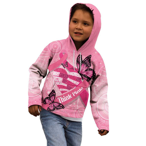 Australia Breast Cancer Awareness Month Kid Hoodie Pink Ribbon Mix Butterflies