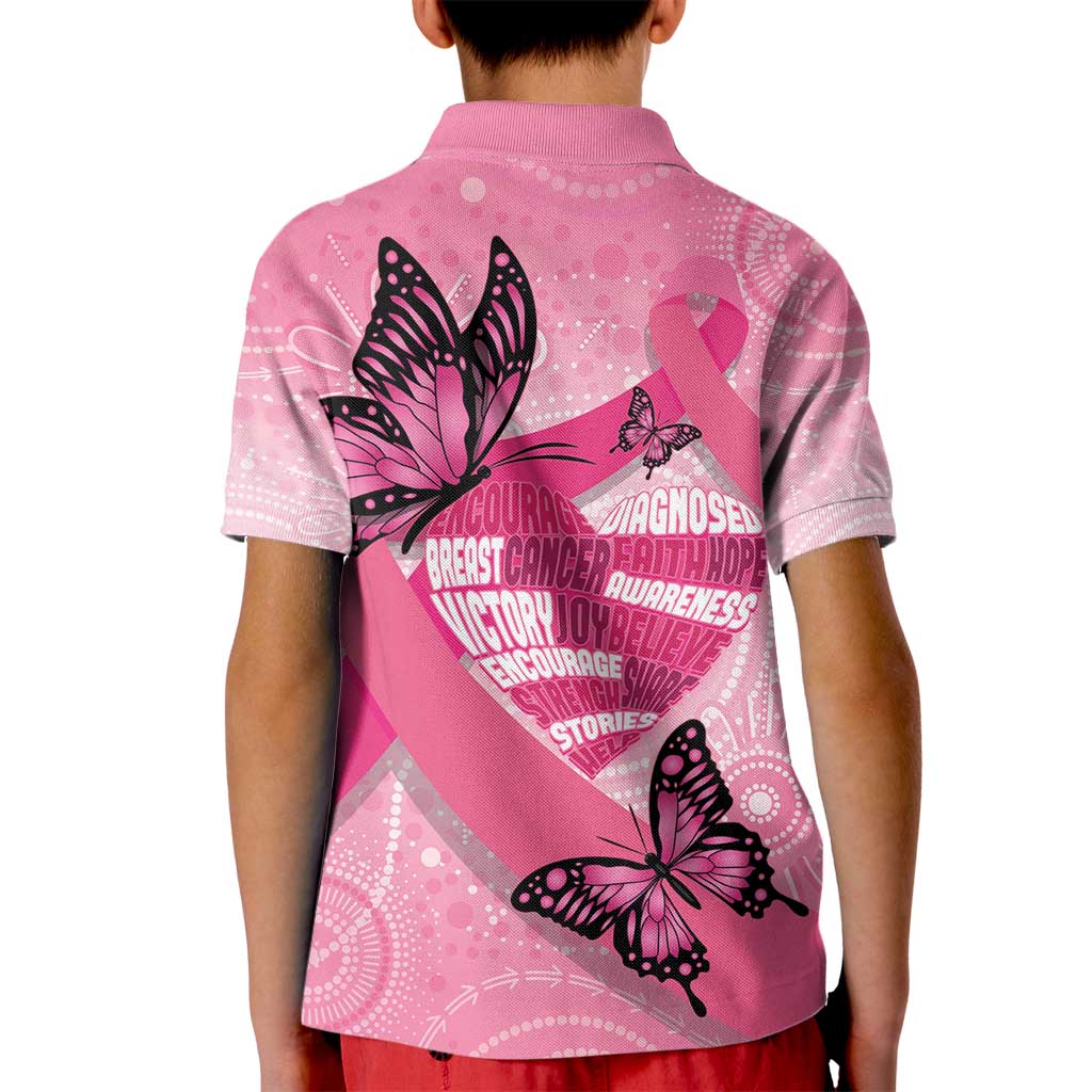 Australia Breast Cancer Awareness Month Kid Polo Shirt Pink Ribbon Mix Butterflies